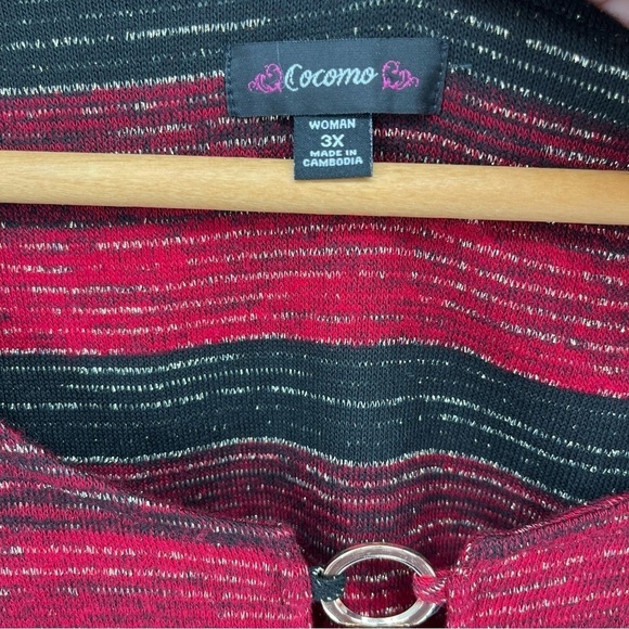 Cocomo Womens Striped Tunic Top Size 3X Metallic Gold Stripes Round Neck - Picture 5 of 10